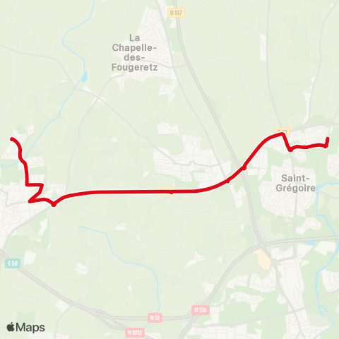 STAR St-Grégoire (Jean-Paul II) - Pacé (Pâtis Roussel) map
