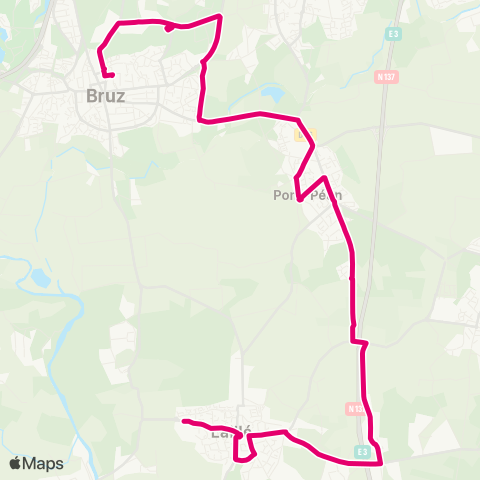 STAR Bruz (Brossolette) - Pont-Péan - Laillé (Gingouillère) map