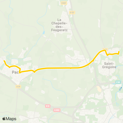 STAR St-Grégoire (Jean-Paul II) - Pacé (Pont Amelin) map