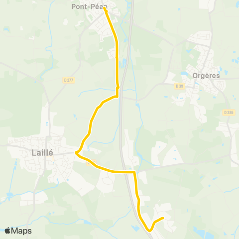 STAR Pont-Péan (Mouton Blanc) - Laillé - Orgères (L'Hermitière Village) map