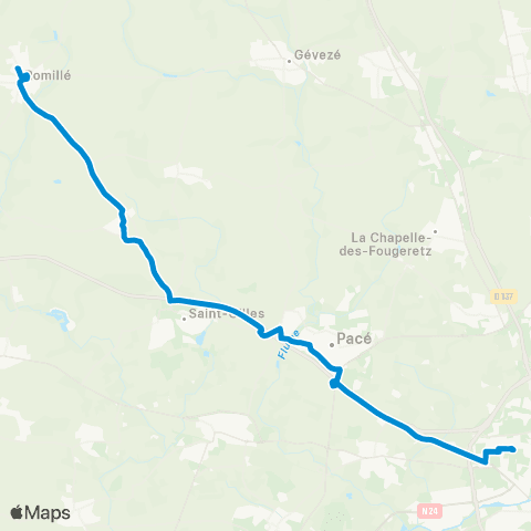 STAR Rennes (Villejean-Uni) - Clayes - Romillé (Romillé Collège) map