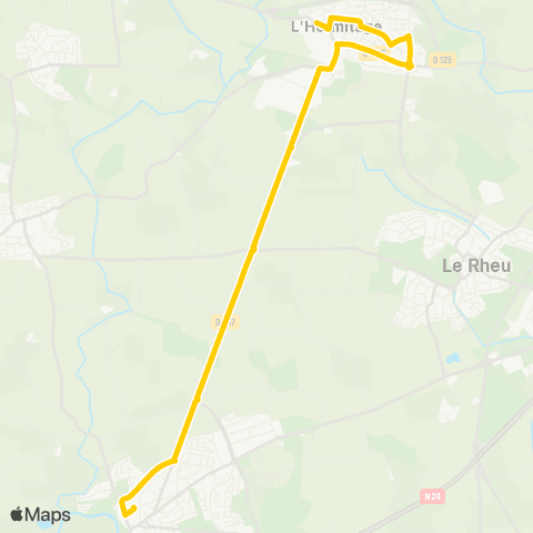 STAR - Lignes scolaires L'Hermitage (Rue de Montfort) - Mordelles (Collège St-Yves) map