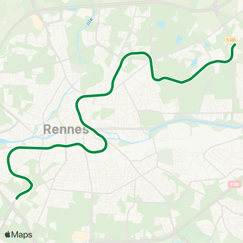 STAR Cesson-Sévigné (Cesson - Viasilva) - Rennes - St-Jacques-de-la-Lande (St-Jacques - Gaîté) map