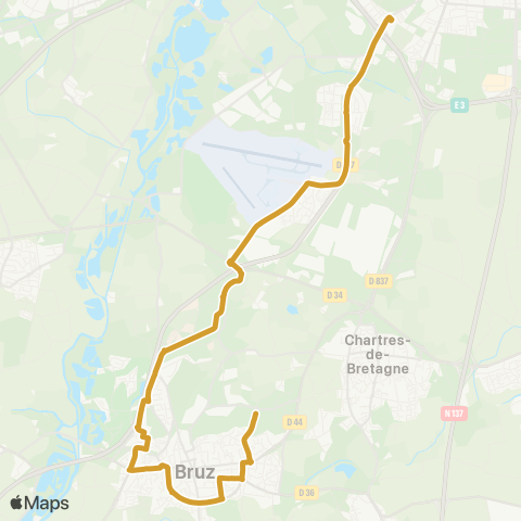 STAR St-Jacques-de-la-Lande (St-Jacques - Gaîté) - Bruz (Bruz Ctre) map