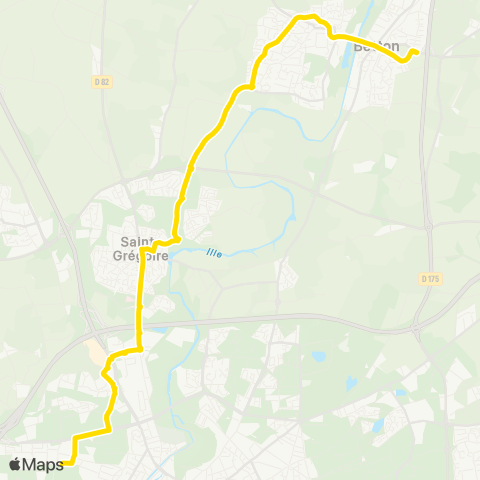 STAR Betton (La Haute Plesse) - Rennes (Villejean-Uni) map