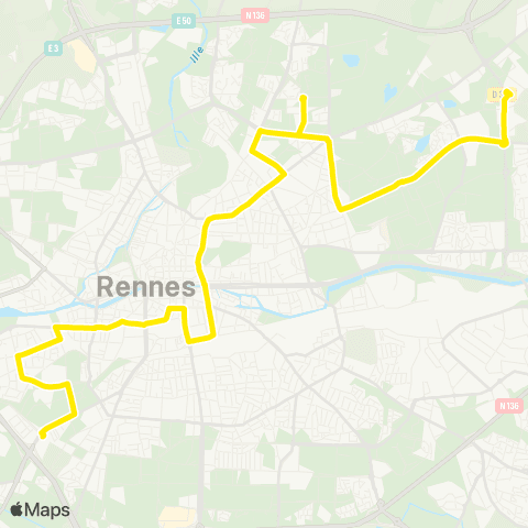 STAR Cesson-Sévigné (Cesson - Viasilva) - St-Jacques-de-la-Lande (St-Jacques - Gaîté) map