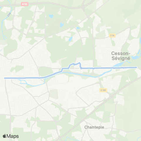 STAR Glaz Arena : Cesson-Sévigné (Rigourdière) - Rennes (Rép.) map
