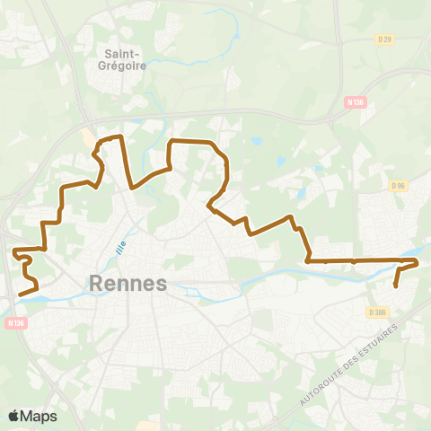 STAR Cesson-Sévigné (Monniais) - Rennes (Roazhon Park) map