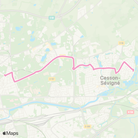 STAR Cesson-Sévigné (Dézerseul) - Rennes (Assomption) map