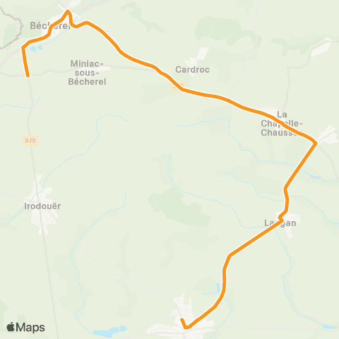 STAR Miniac-sous-Bécherel (Miniac Eglise) - Bécherel - La Chapelle-Chaussée - Romillé (Romillé Collège) map