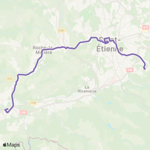 STAS Gare Firminy ↔︎ Metare map