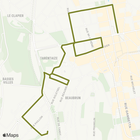 STAS Dorian / Hôtel de Ville ↔︎ Petites Soeurs map