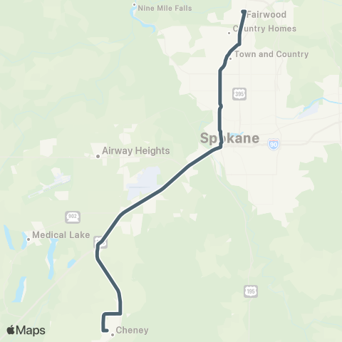 Spokane Transit EWU North Express map