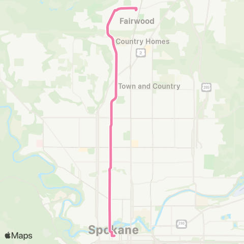 Spokane Transit North Express map