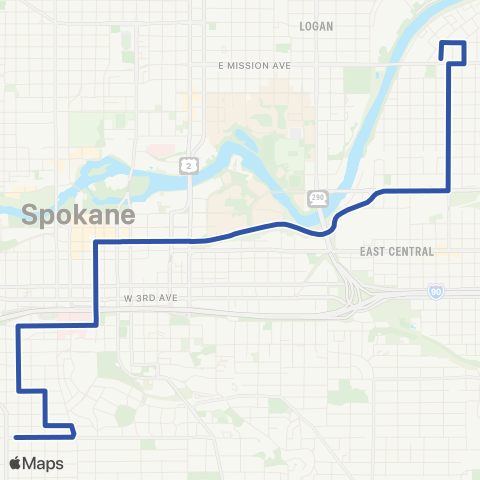 Spokane Transit South Adams / Napa map