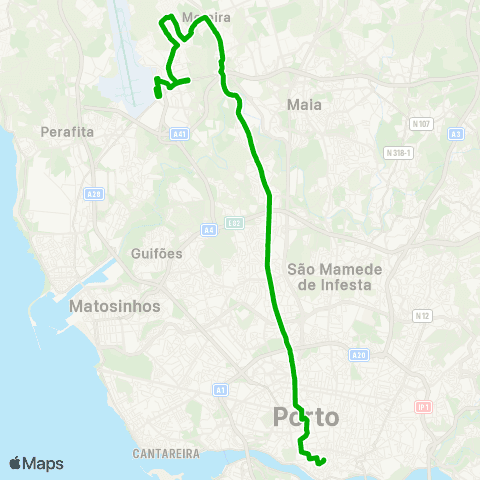 STCP Cordoaria-aeroporto (via Padrão Moreira) map