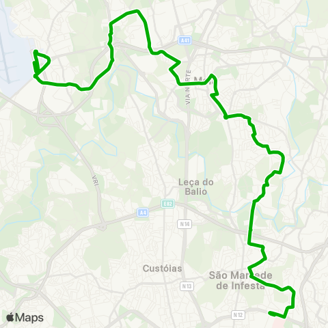 STCP Hospital S.João - Aeroporto(via Crestins) map