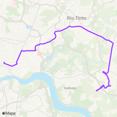 STCP Bolhão - Gondomar map