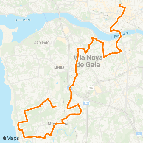 STCP Trindade-madalena map