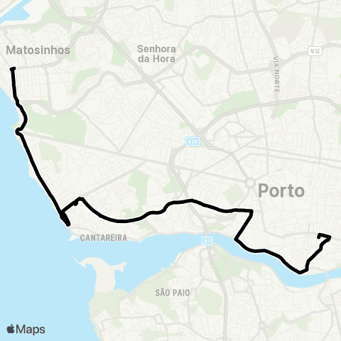 STCP Av.aliados - Matosinhos (praia) map