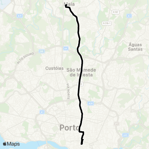 STCP Av.aliados - Maia (câmara) map