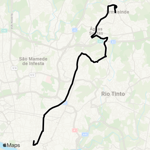 STCP Av.Aliados - Ermesinde (Estação) map