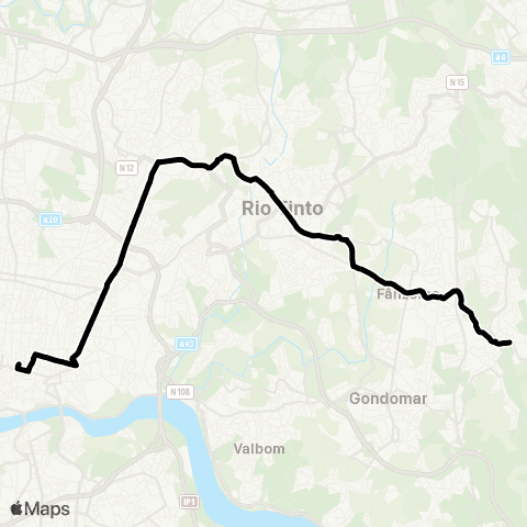 STCP Av.aliados - S.pedro Da Cova map