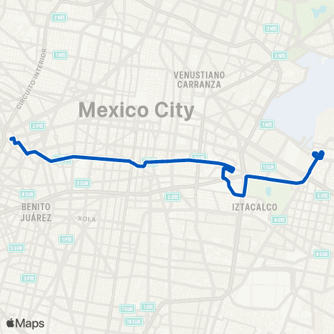 STE Corredor Cero Emisiones "Eje 2-2a Sur" map