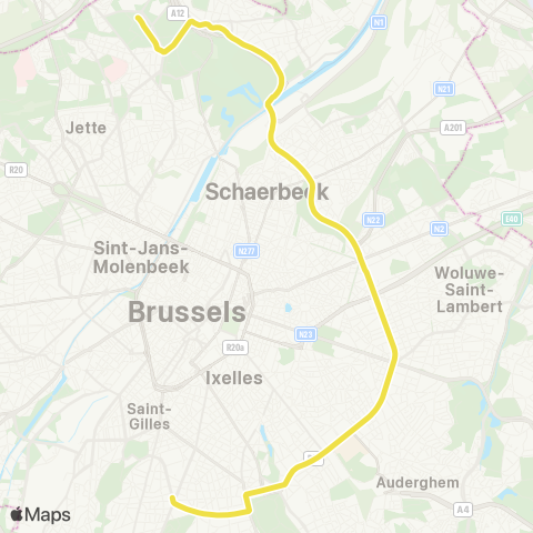 STIB Vanderkindere - Heysel map