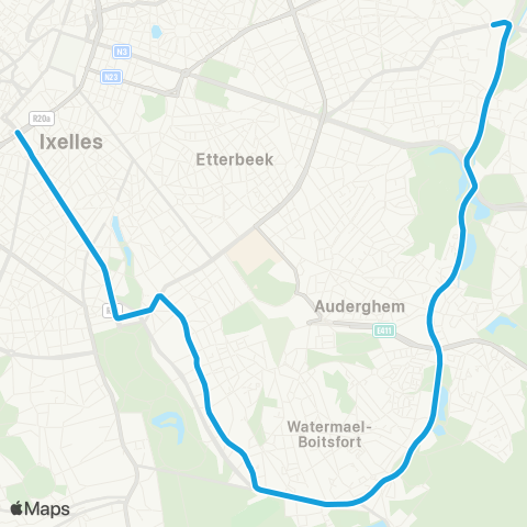STIB Louise - Roodebeek map