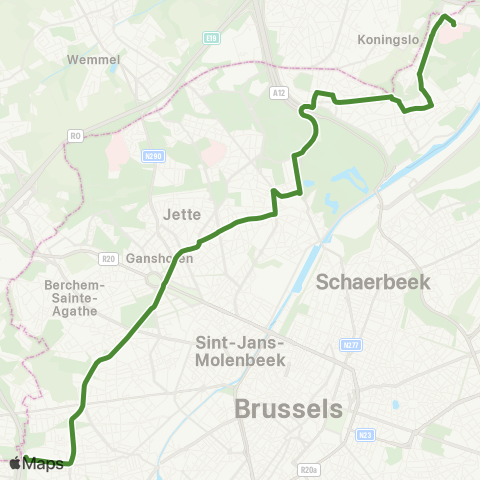 STIB Westland Shopping - Hôpital Militaire map