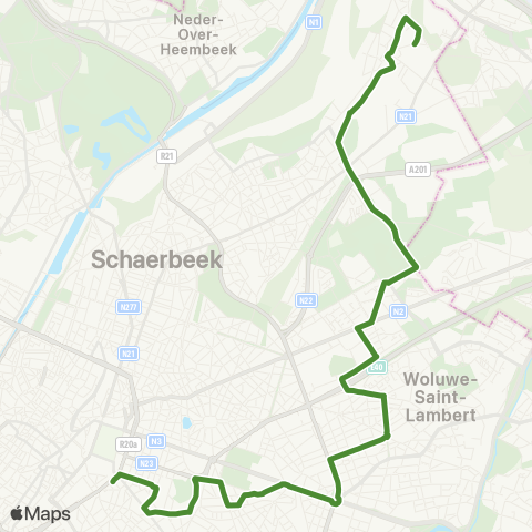 STIB Porte de Namur - Haren map