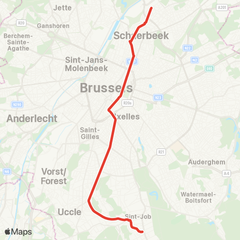 STIB Schaerbeek Gare - Fort-Jaco map