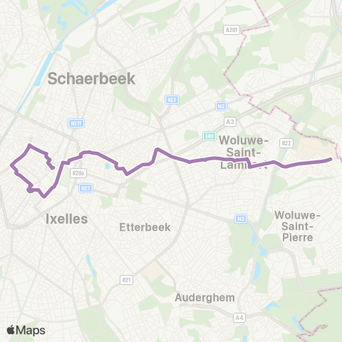 STIB Gare Centrale - Kraainem map
