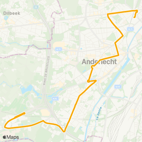 STIB Erasme - Herrmann-Debroux map