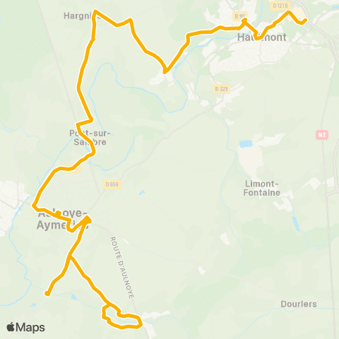 Stibus Maubeuge <> Louvroil <> Hautmont <> Leval / Monceau map