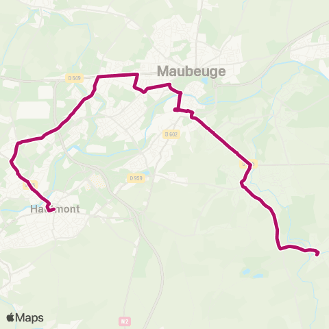 Stibus Hautmont <> Maubeuge <> Ferrières map