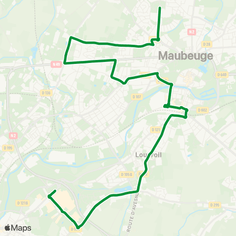 Stibus Maubeuge <> Louvroil map