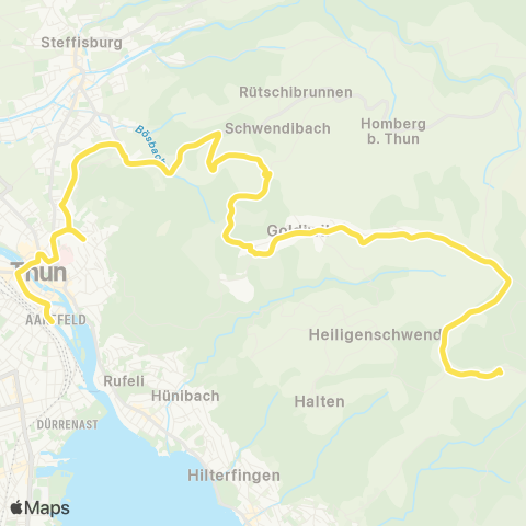 STI Bus Thun, Bahnhof - Heiligenschwendi, Reha Zentrum map