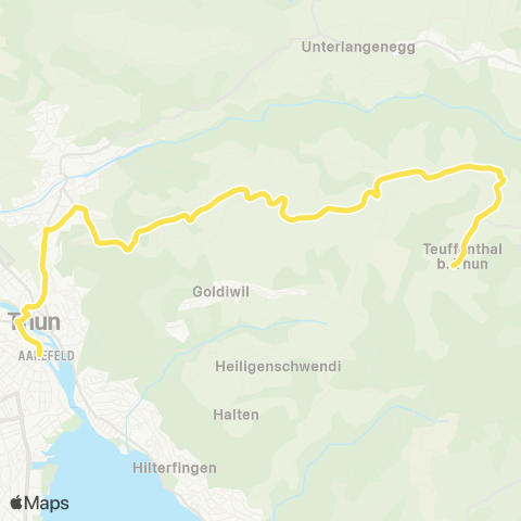 STI Bus Teuffenthal b. Thun, Dorf - Thun, Bahnhof map