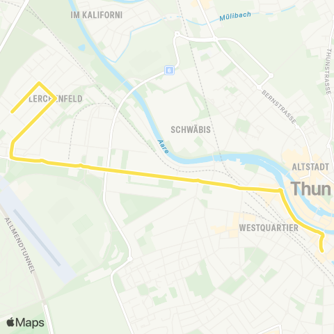 STI Bus Thun, Lerchenfeld - Thun, Bahnhof map