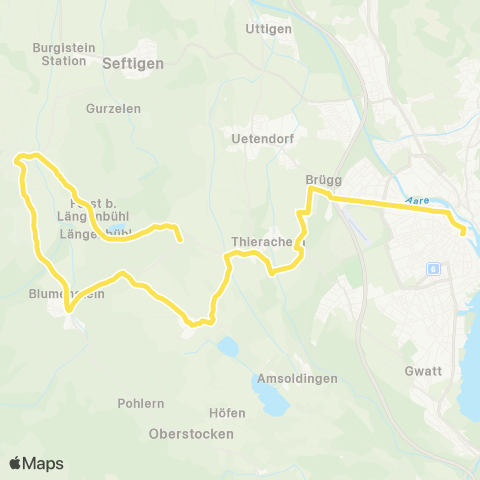 STI Bus Thun, Bahnhof - Blumenstein, Dorf map