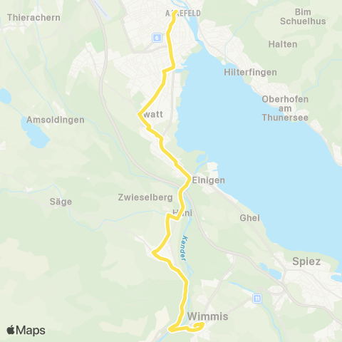 STI Bus Wimmis, Bahnhof - Thun, Bahnhof map