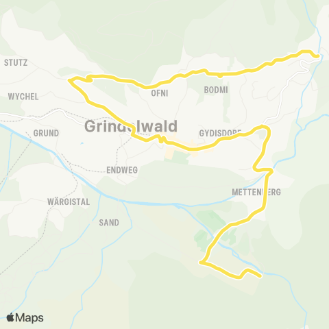 STI Bus Grindelwald, Gletscherschlucht - Grindelwald, Bodmi map