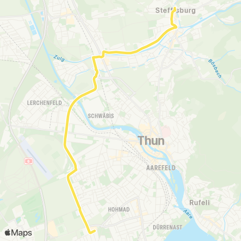 STI Bus Thun, Zentrum Oberland - Steffisburg, Kirche map