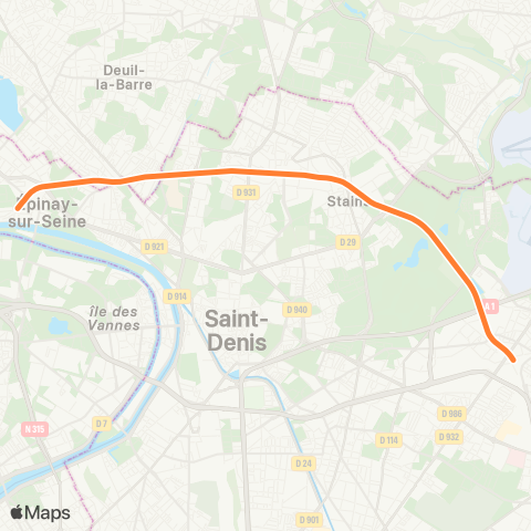 Île-de-France Mobilités Épinay-sur-Seine <>︎ Le Bourget map