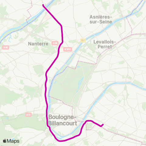 Île-de-France Mobilités Pont de Bezons <>︎ Porte de Versailles map