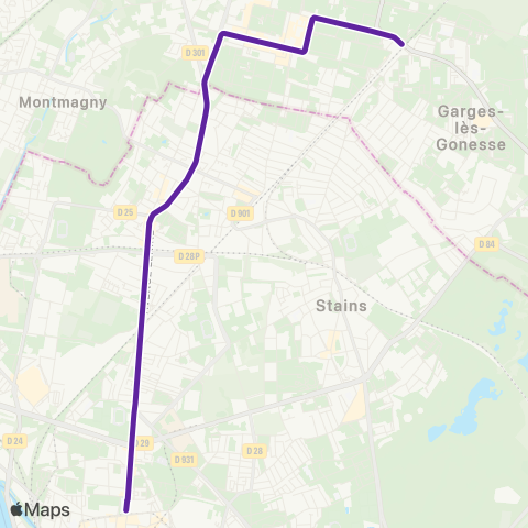 Île-de-France Mobilités Saint-Denis <>︎ Garges - Sarcelles map