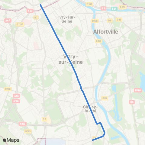 Île-de-France Mobilités Porte de Choisy <>︎ Orly map