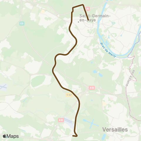Île-de-France Mobilités Saint-Germain-en-Laye <>︎ Saint-Cyr map